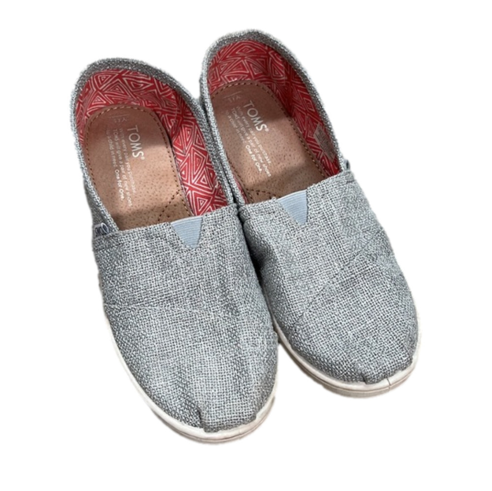 🦩 237. Toms Silver Sparkly Flats Size 4.5